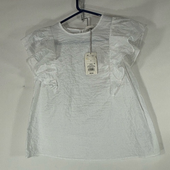 a new day Tops - a new day White Cotton Top with Ruffled Sleeves S NWT